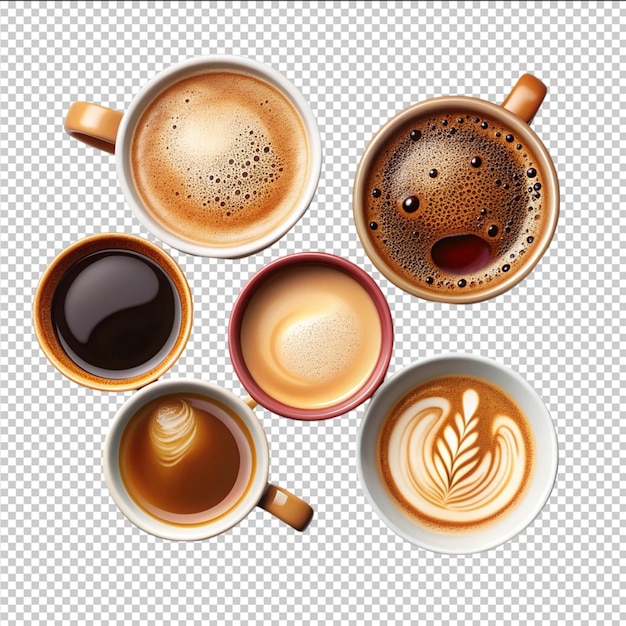 Collage of cups with tasty coffee