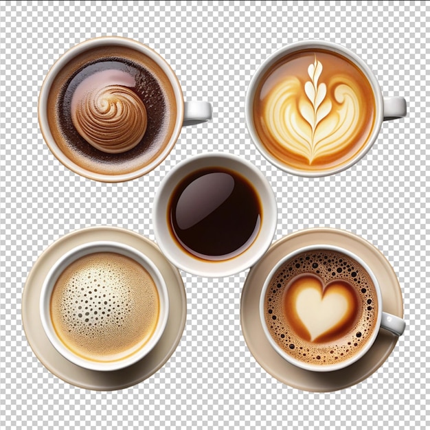 Collage of cups with tasty coffee