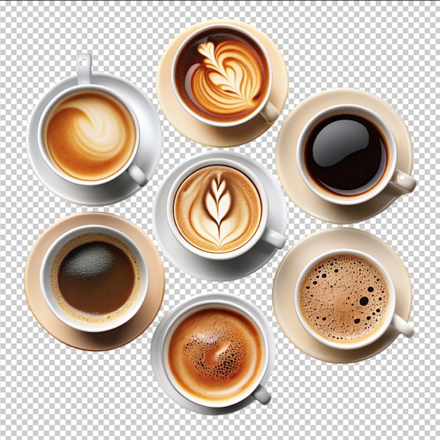 Collage of cups with tasty coffee