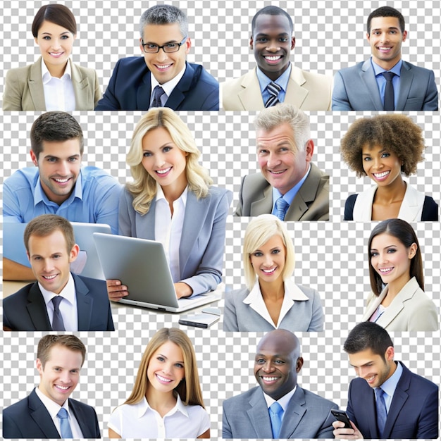 PSD collage of diverse business people working together