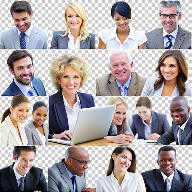 PSD collage of diverse business people working together