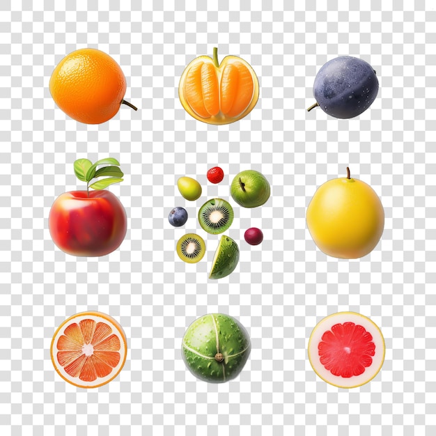 collage of fruits realistic fruit healty food