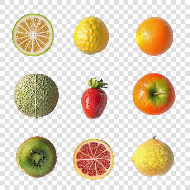 PSD collage of fruits realistic fruit healty food