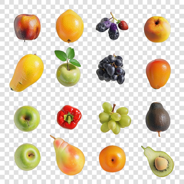 PSD collage of fruits realistic fruit healty food