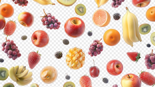 PSD collage of fruits realistic fruit healty food