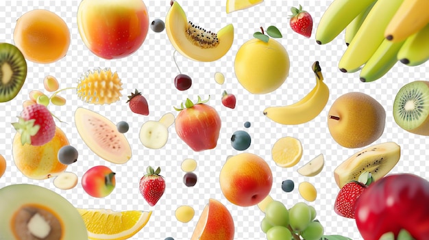 collage of fruits realistic fruit healty food