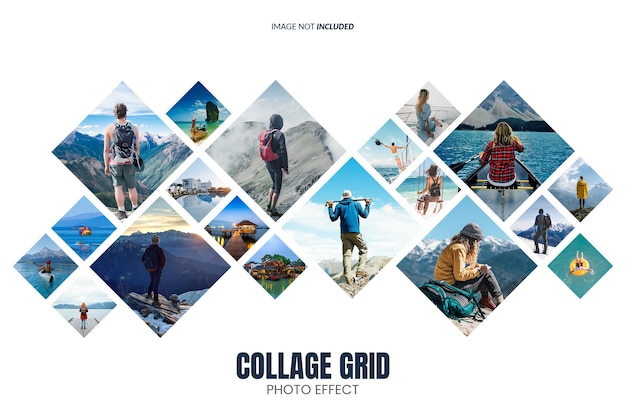 Collage Grid and Photo collage frame effect mockup