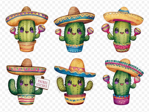 a collage of pictures of cactus and sombrero