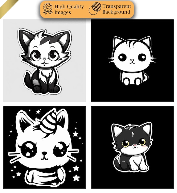 PSD a collage of pictures of cats illustration style