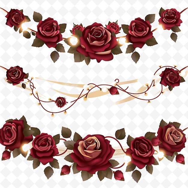 PSD a collage of red roses with gold ribbon and a ribbon