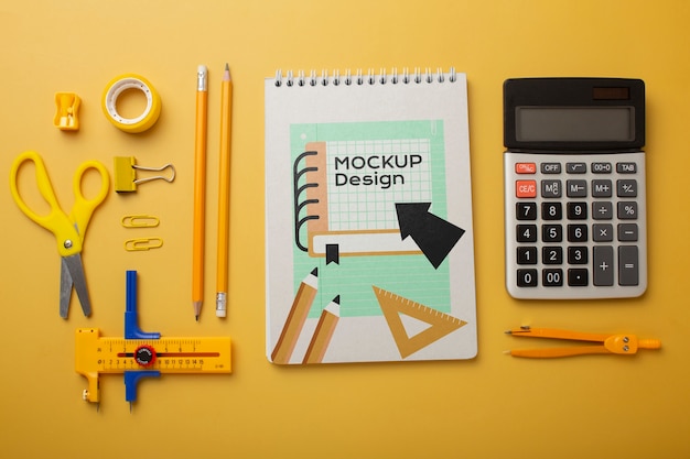 Collage and school items mockup design