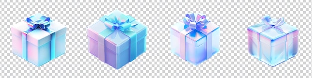 a collection of 3d gift boxes on transparent background