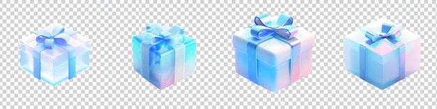 a collection of 3d gift boxes on transparent background