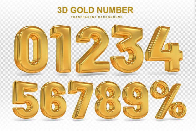 Collection of 3d golden numbers