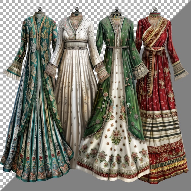 PSD collection of anarkali suit no background