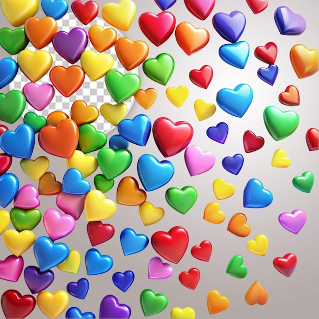 collection of beautiful hearts isolated on a transparent background