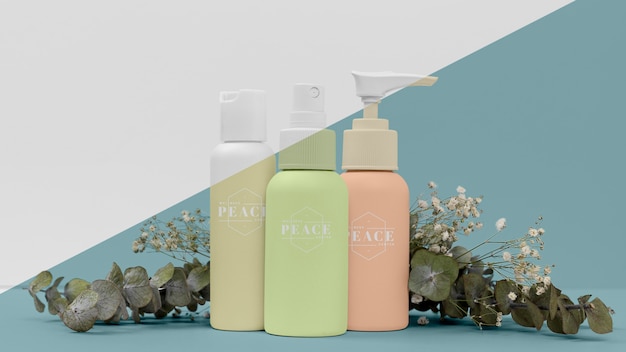 Collection of beauty products bottles mock-up