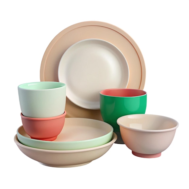 a collection of bowls one with a pink and green one