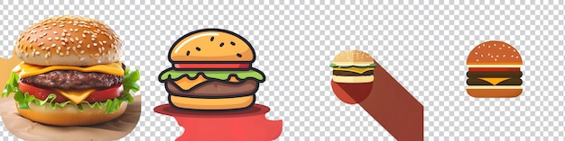 PSD a collection of burger on transparent background