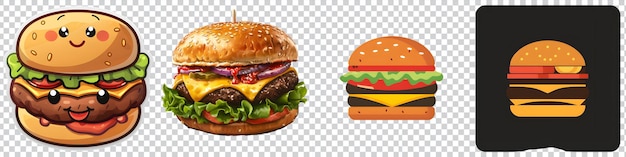 PSD a collection of burger on transparent background