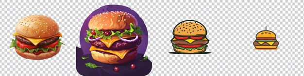 PSD a collection of burger on transparent background