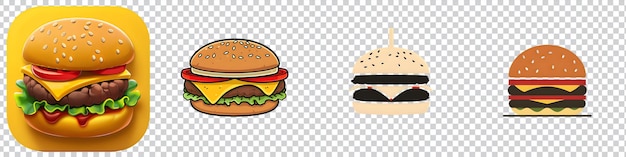 PSD a collection of burger on transparent background