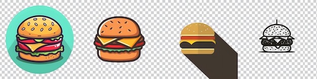 a collection of burger on transparent background