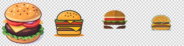 PSD a collection of burger on transparent background