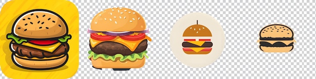 PSD a collection of burger on transparent background