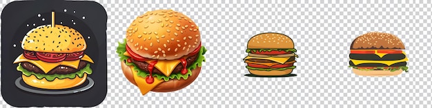 PSD a collection of burger on transparent background