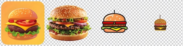 PSD a collection of burger on transparent background