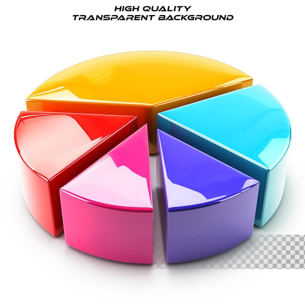 A collection of business charts including various types on transparent background