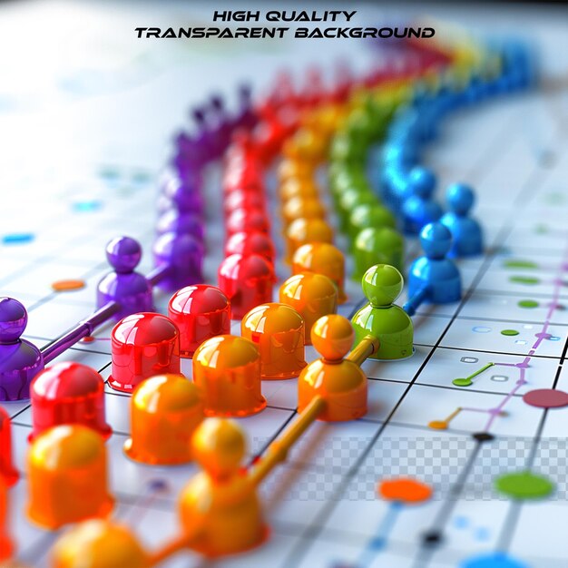 A collection of business charts including various types on transparent background