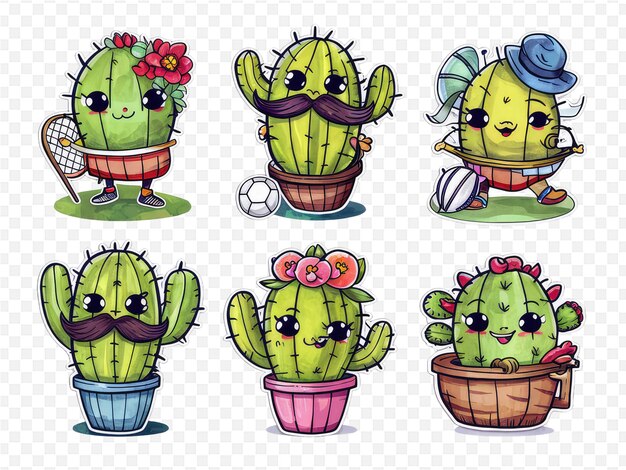 PSD a collection of cactus pots with flowers and plants