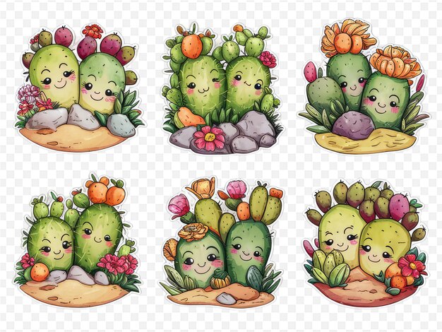 PSD a collection of cartoon characters including fruits and vegetables