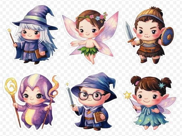 PSD a collection of characters including a fairy and a sword