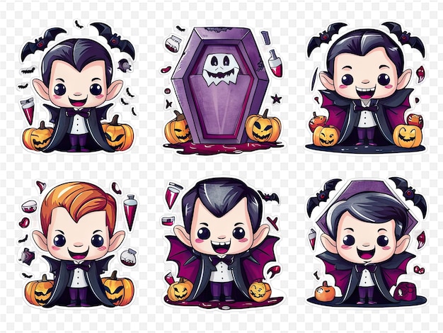 PSD a collection of characters including a halloween theme