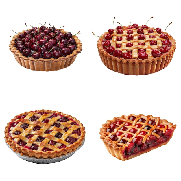 PSD a collection of cherry pies with various crusts and fillings