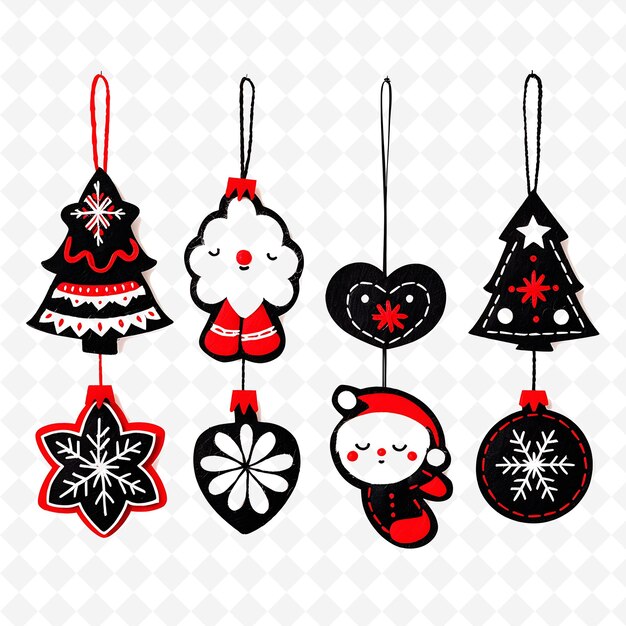 PSD a collection of christmas ornaments with a heart and a bear on them