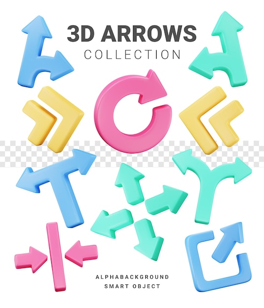 Collection of Colorful 3d Arrows