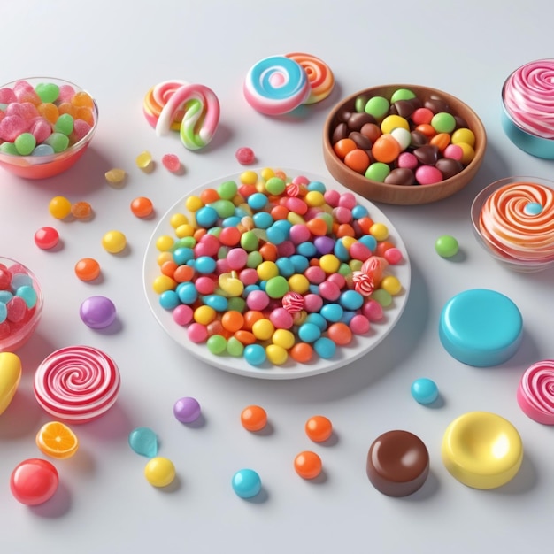 a collection of colorful candies including one that says quot candy quot