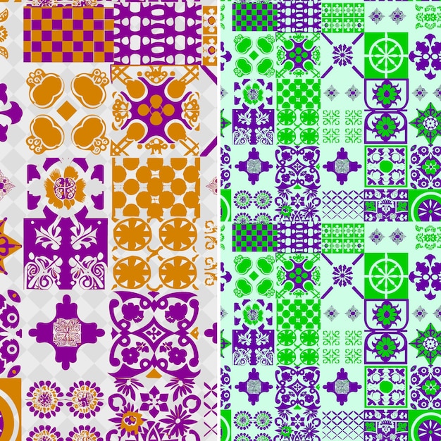 PSD a collection of colorful squares with a green and purple background