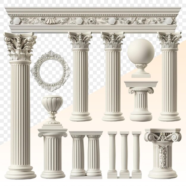 PSD a collection of columns with a circle and a circle on the top