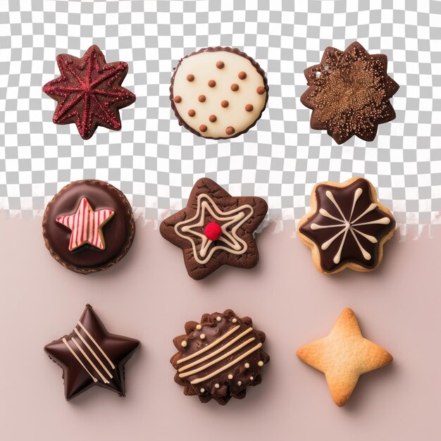 PSD a collection of cookies with a star shaped top that says  starfish  on the bottom