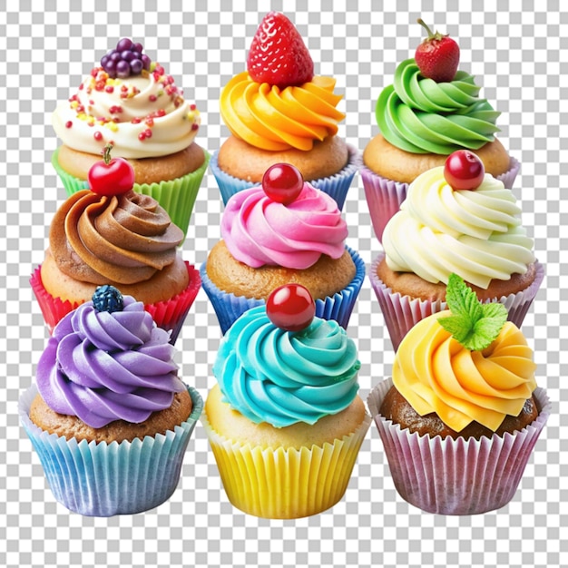 PSD a collection of cupcakes with colorful