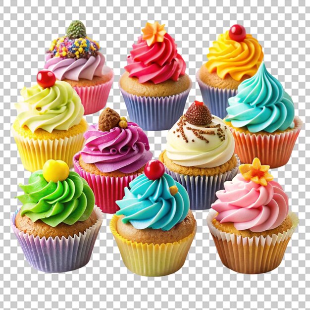 PSD a collection of cupcakes with colorful