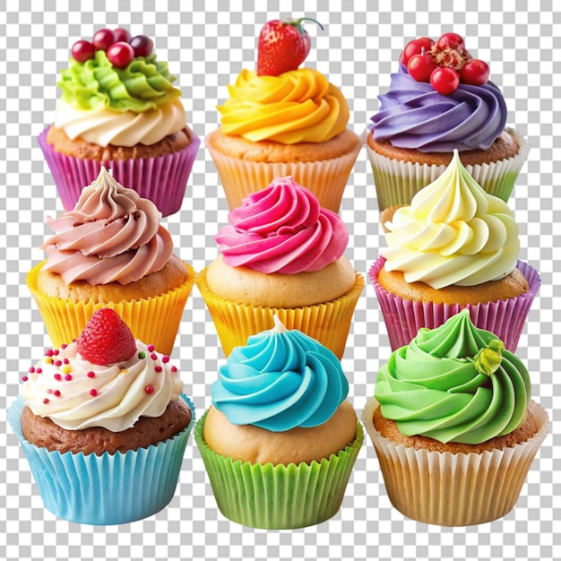 PSD a collection of cupcakes with colorful