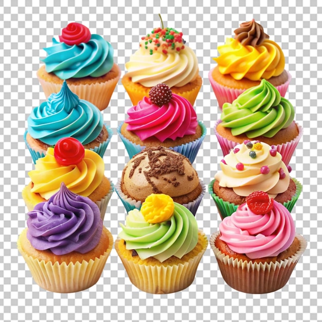 PSD a collection of cupcakes with colorful