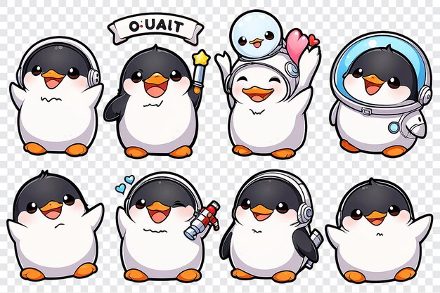 PSD a collection of cute penguins in space suits