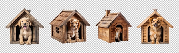 PSD collection of dog house isolated on transparent background